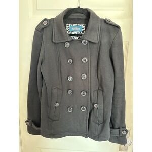 Vintage Sebby Black Peacoat Jacket Coat Pockets SZ Medium Coat Soft Big Buttons